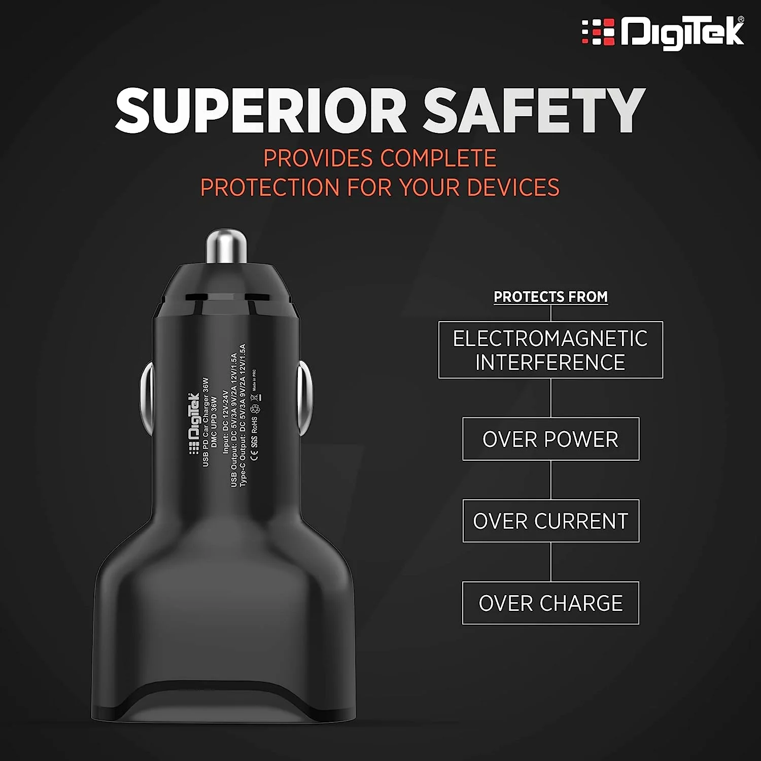 thumbnail image 2 of 36W Car USB Fast Charger With QC 3.0 & Type-C PD | Dual Port Adapter For Phones 2 of 4